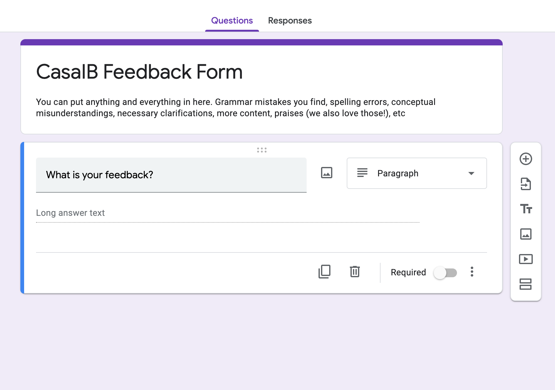 feedback form